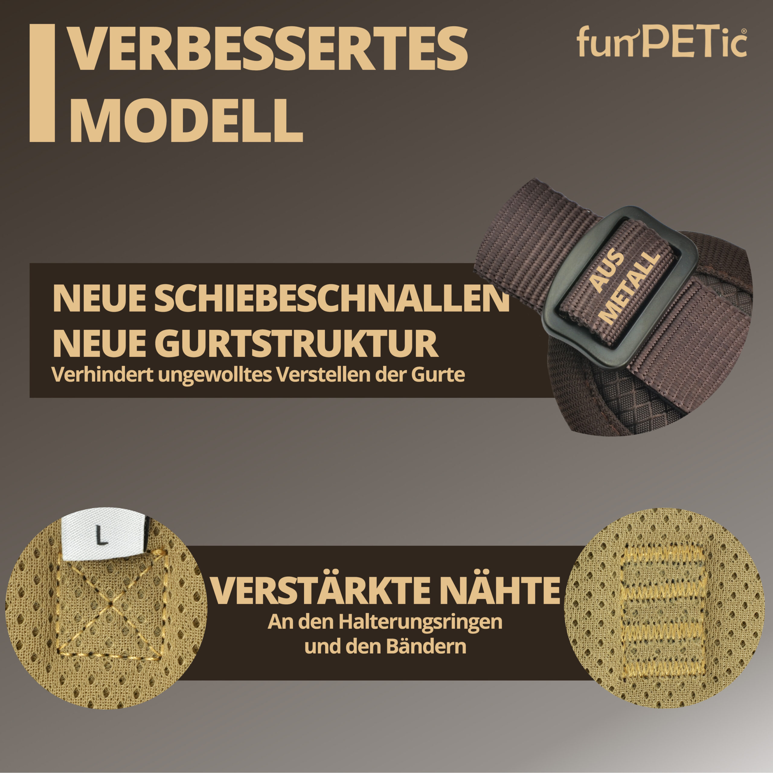 funPETic® Hundegeschirr Essential - Braun – Bild 5