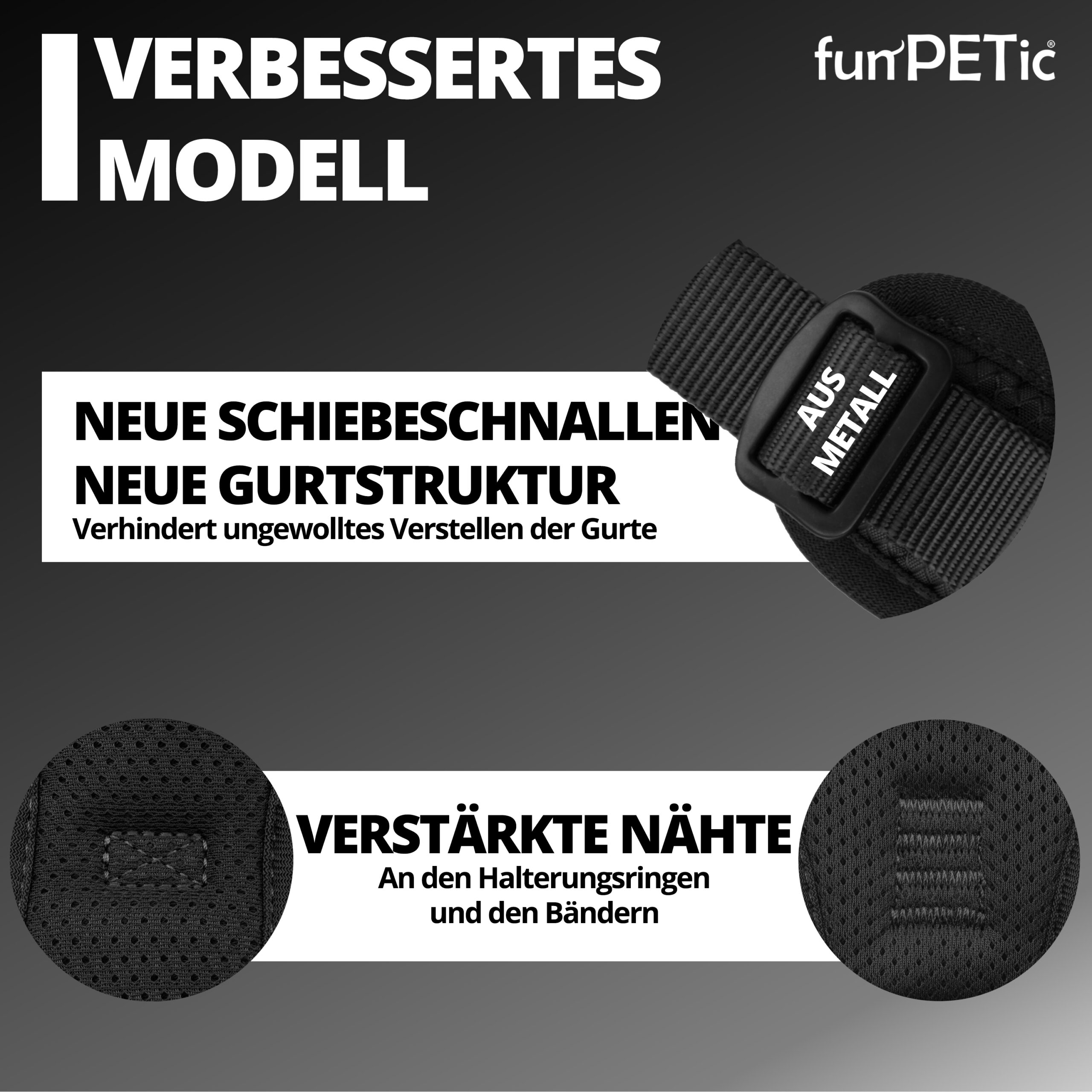 funPETic® Hundegeschirr Essential - Schwarz (All Black) – Bild 5