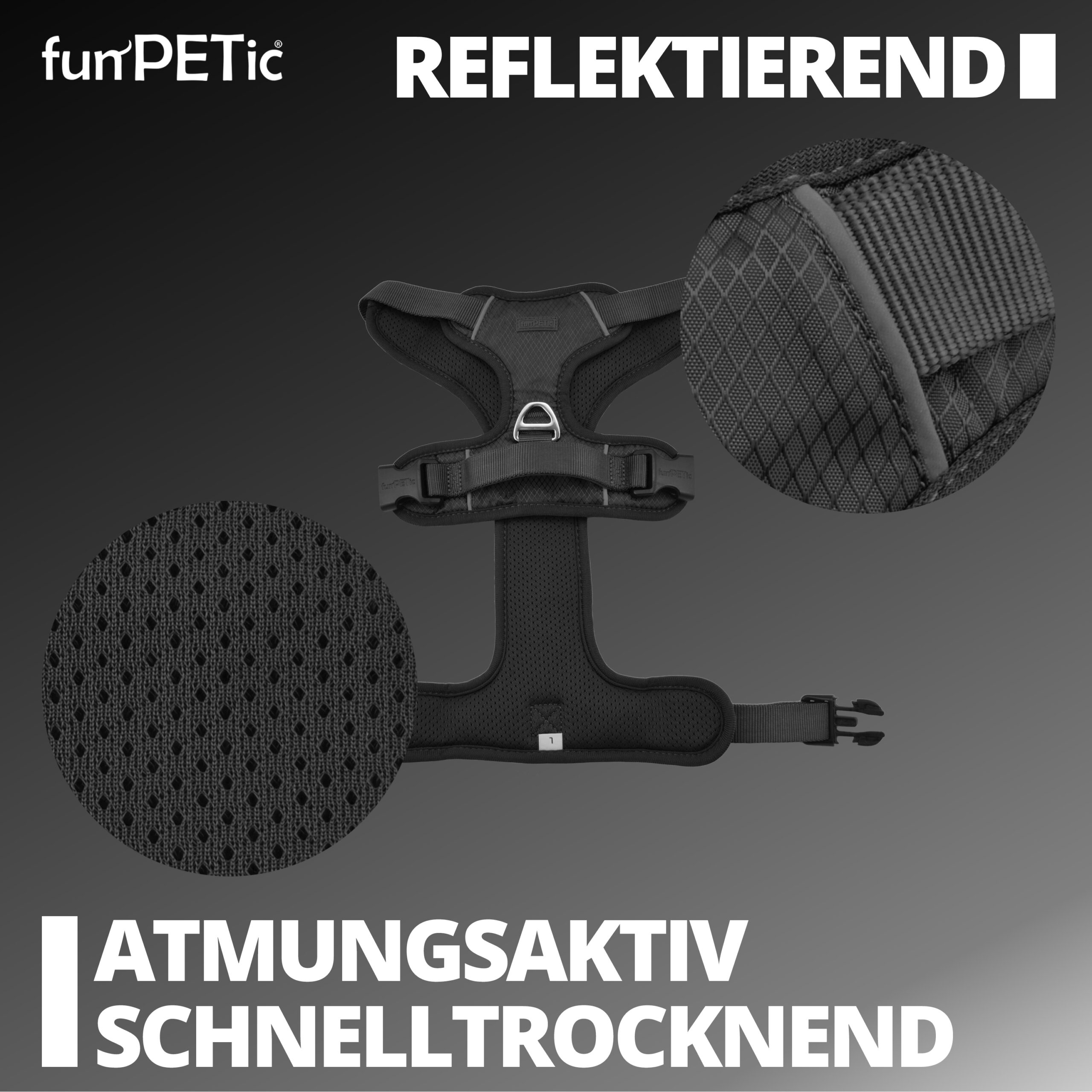 funPETic® Hundegeschirr Essential - Schwarz (All Black) – Bild 4